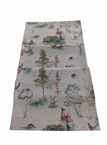 Woodland Animals Linen Look Table Runner 100-250cm
